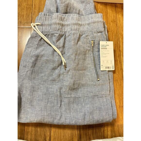 ATHLETA Cabo Linen Jogger Pants Chambray Blue Plus Size 26 NWT Beach Lounge - Picture 6 of 7